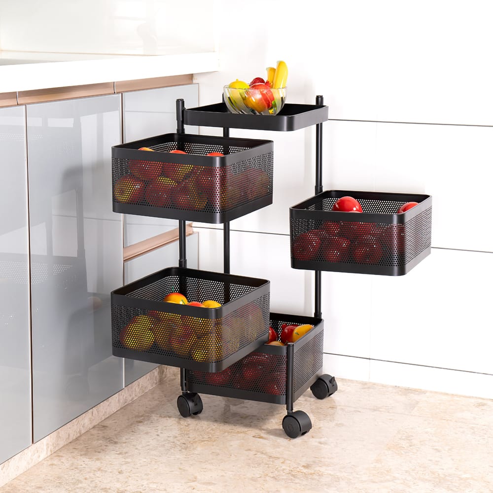 Kitchen Trolley with Rotating Baskets